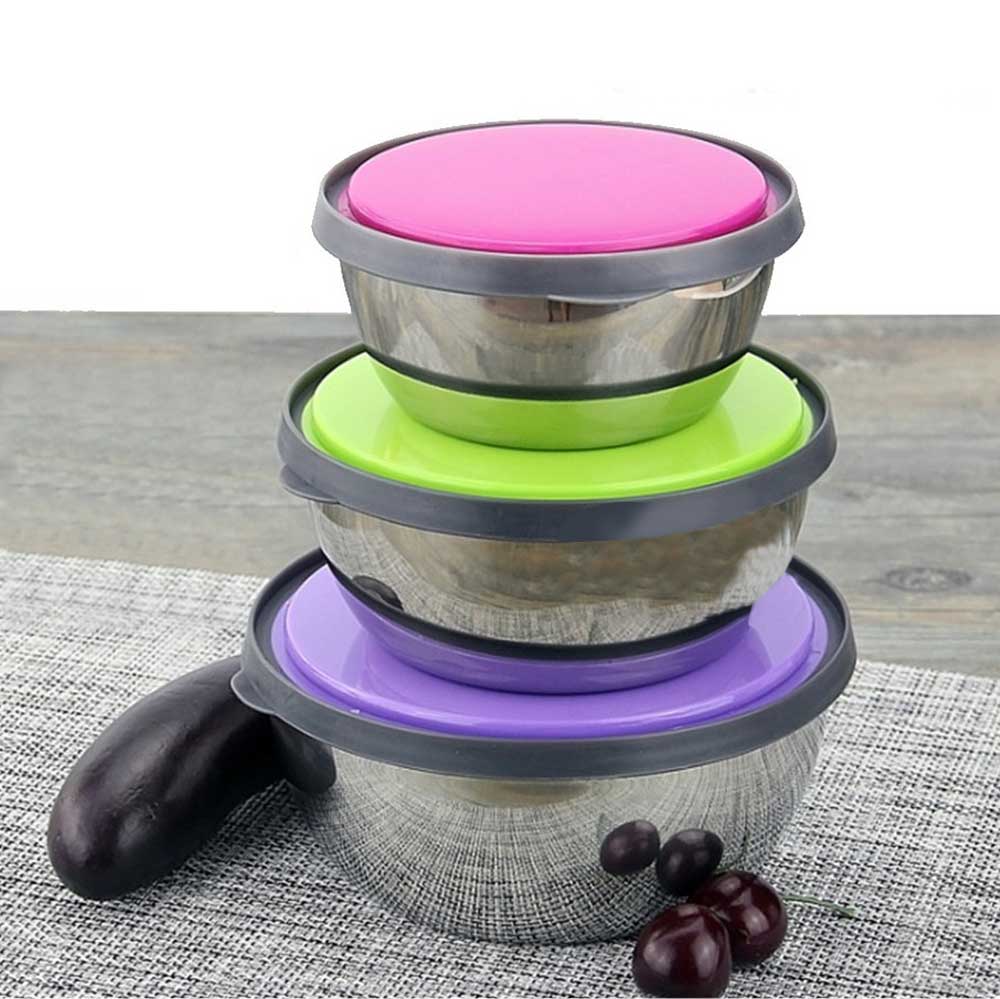 Stainless Steel Bowls Silicon Lids Lunch Box Leak-Proof