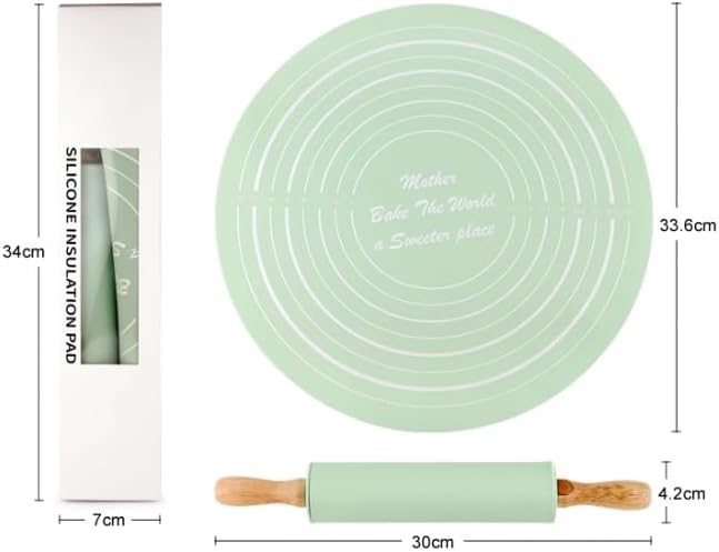 Set of Silicone Rolling Pin with Baking Sheet -Blue