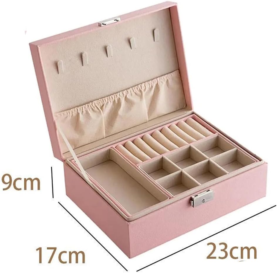 Double Layer Leather Jewellery Box-Pink