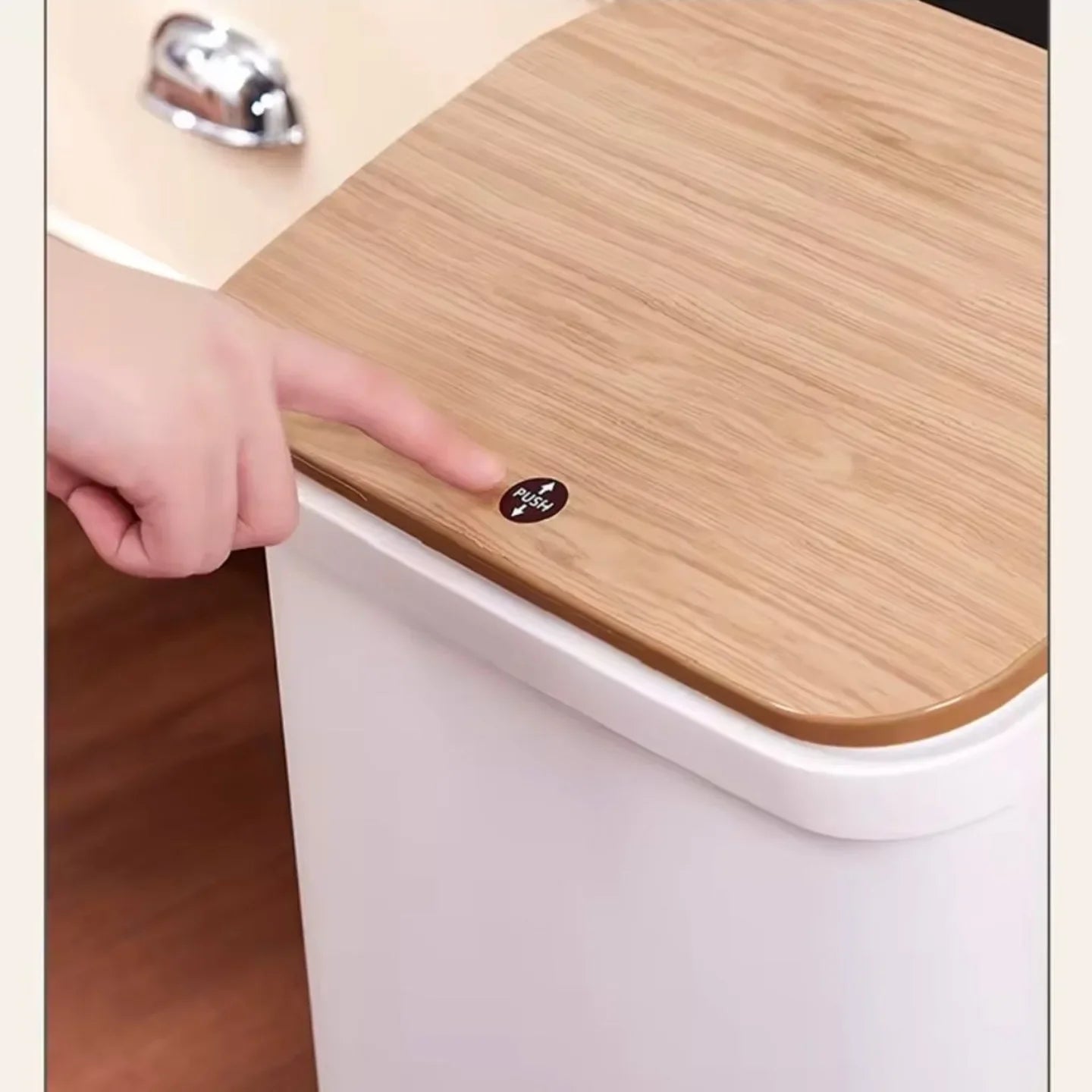 16L Press-Top Modern Trash Bin with Lid White