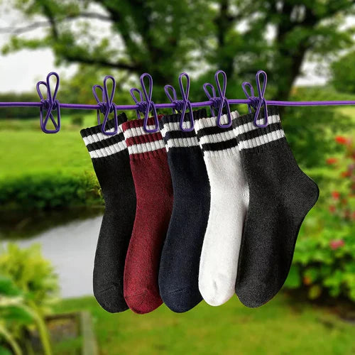 Cloth Drying Rope with 12 Clips