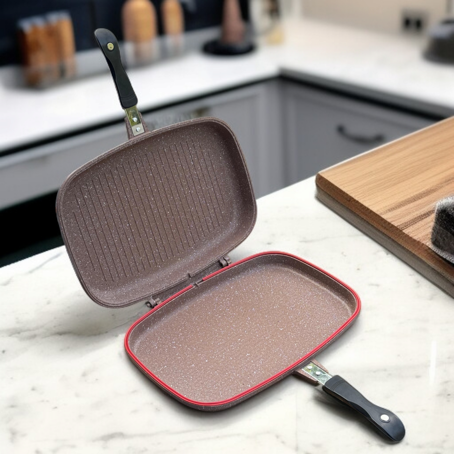 Double Sided Grill Pan 36cm(Mahroon)