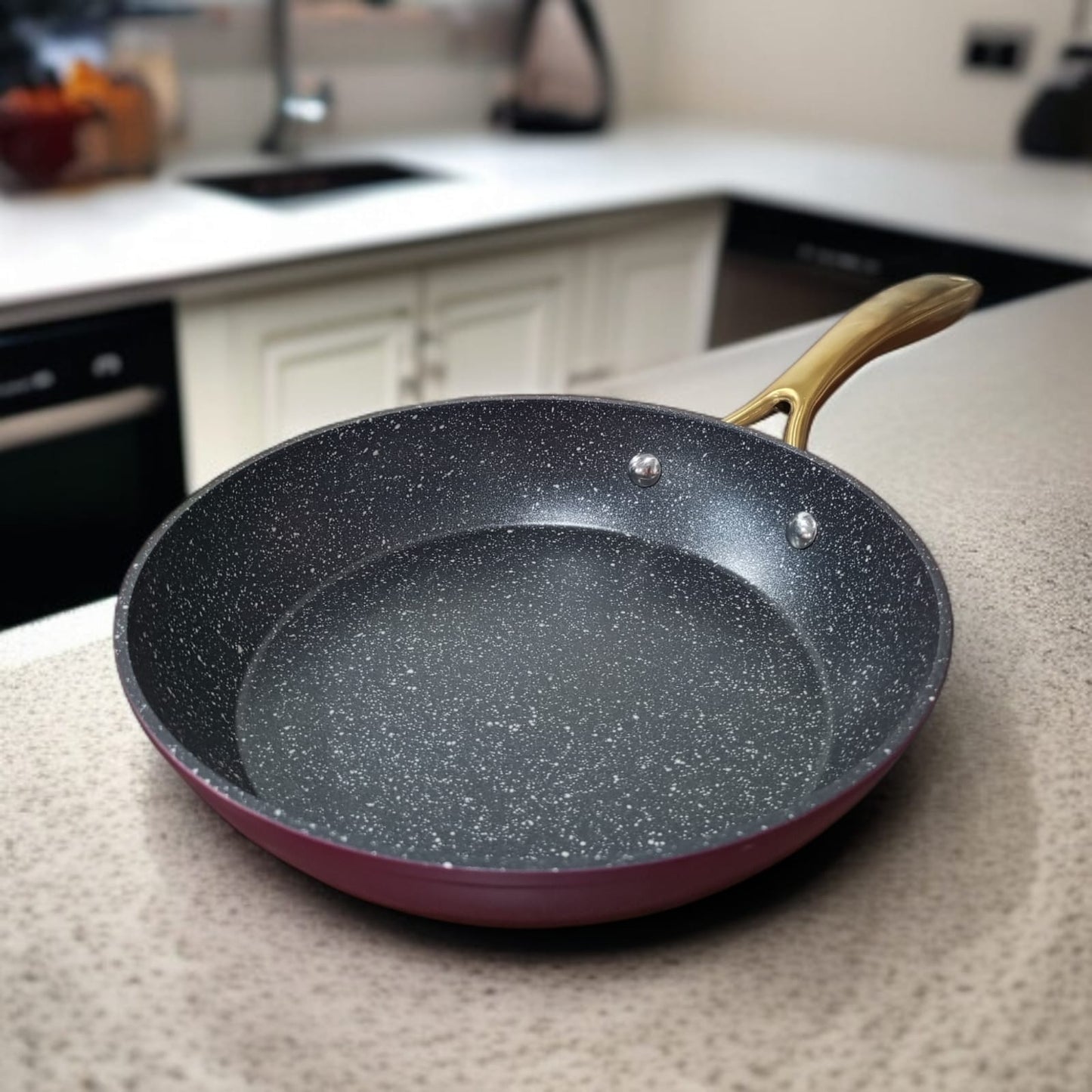 Marble Non Stick Frying Pan Red-24cm