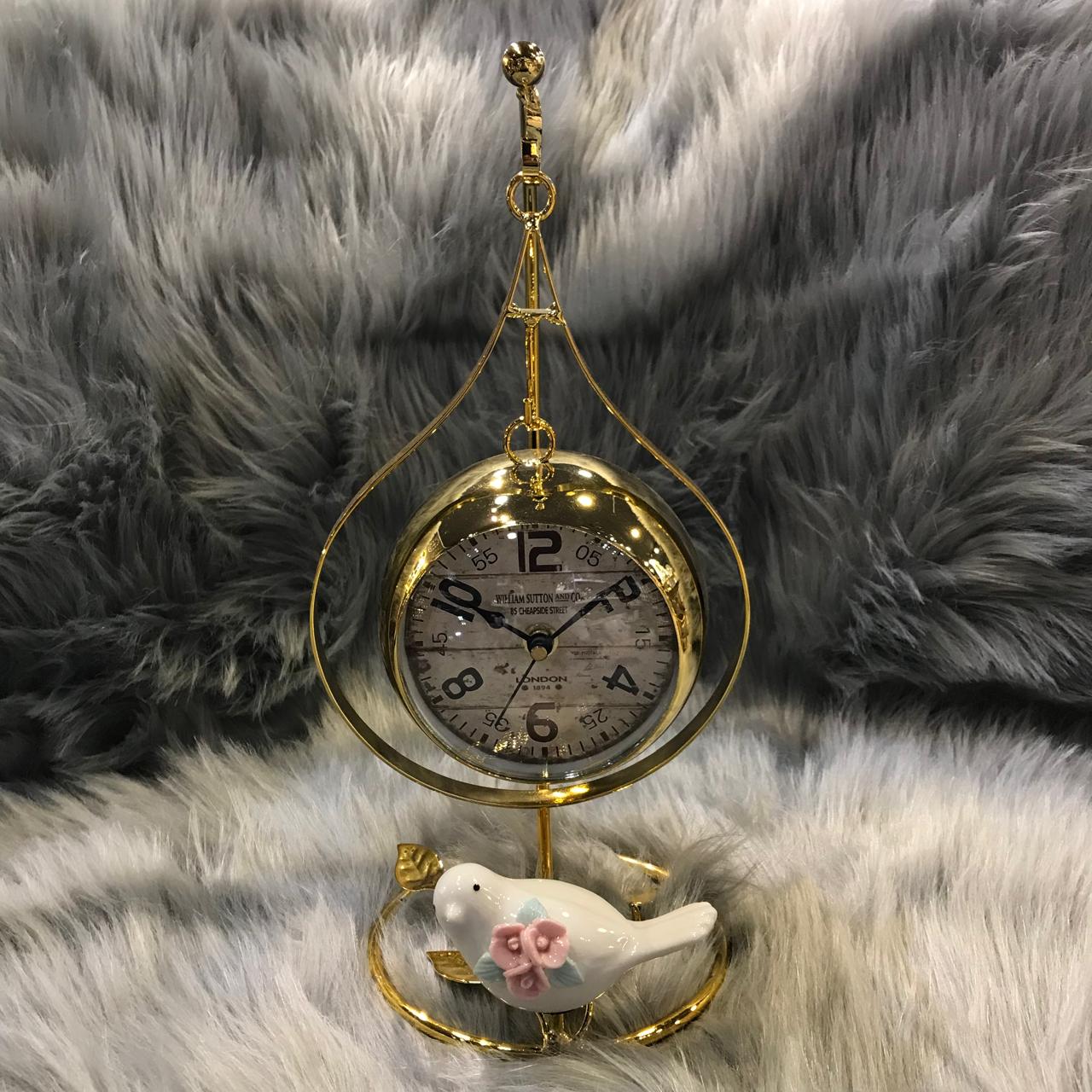 Hanging Clock with Sparrow