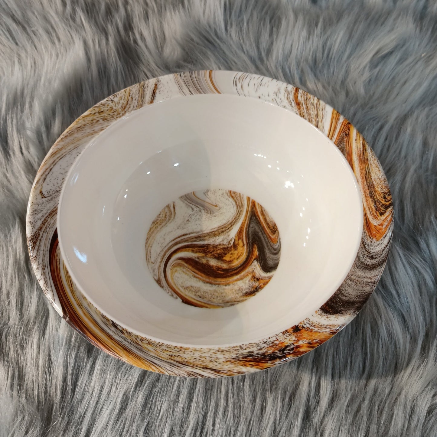 Melamine Bowl Brown Marble Texture