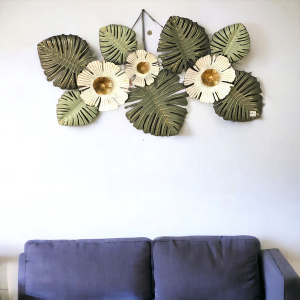 Metal Wall Hanging Green Leaf