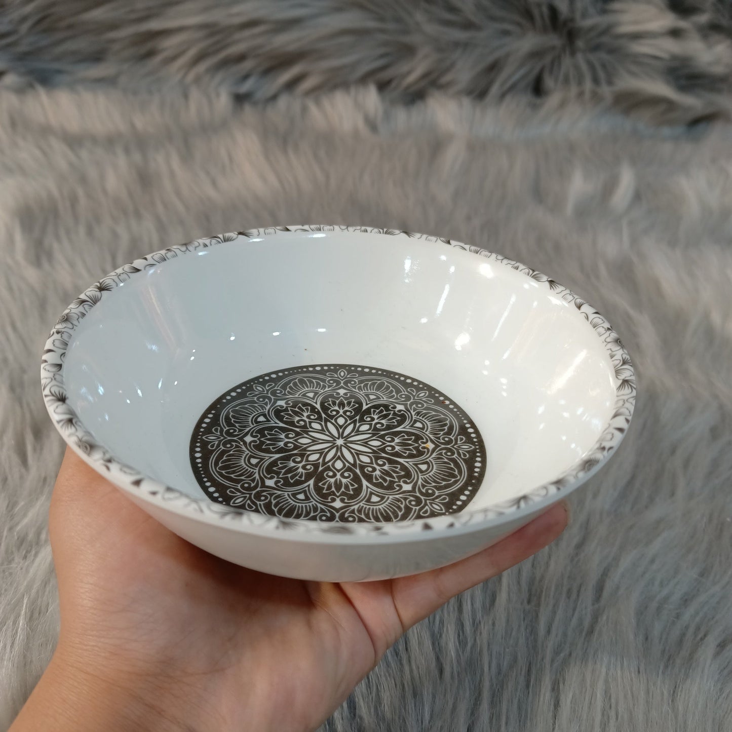 Melamine Bowl White Flowers (S)