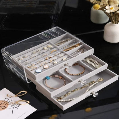 3 Drawers Acrylic Jewellery Box-Grey