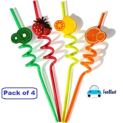 Cartoon Reusable Straws pack of 4
