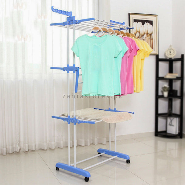 3 Layer Clothes Drying Racks-Blue D1