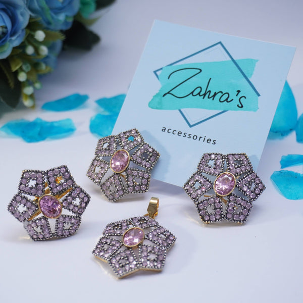 3Pc Earrings Pendant & Ring Hexagonal 915/23