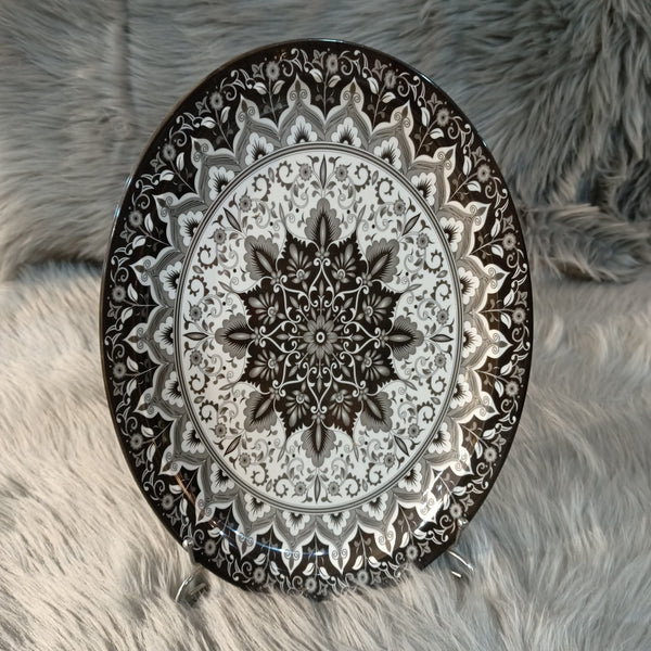 Melamine Oval Tray Black Flowers