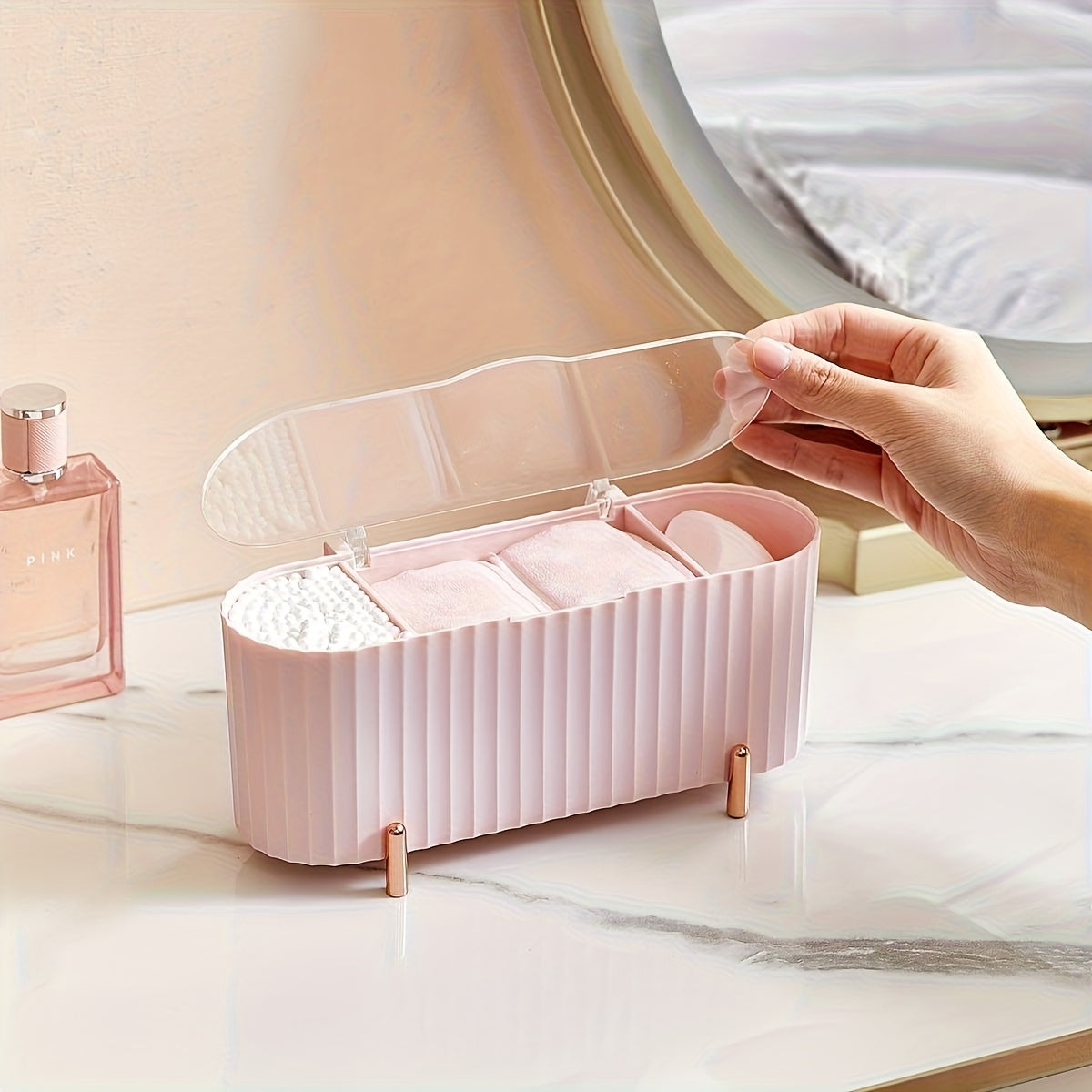 3 Slot Cotton Swab Dispenser-Pink