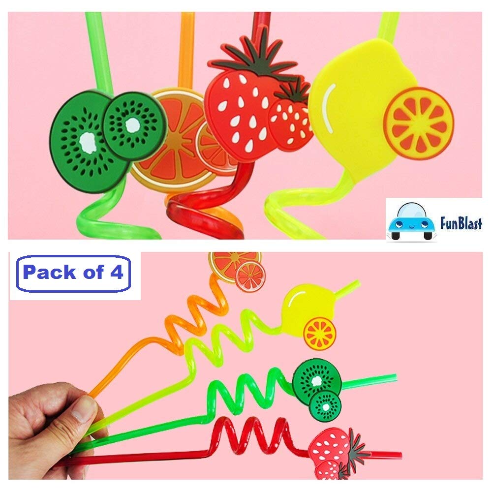 Cartoon Reusable Straws pack of 4
