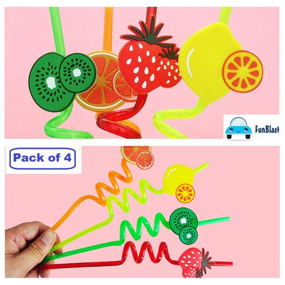 Cartoon Reusable Straws pack of 4
