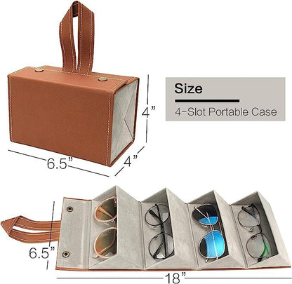 4 Slots Leather Sunglasses Organizer-Brown