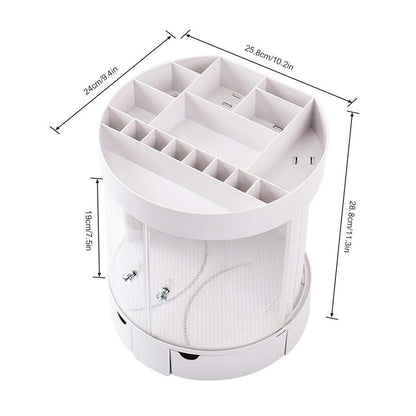 DRESSING TABLE ORGANIZER WITH 2 ROTATING JEWELRY DRAWERS