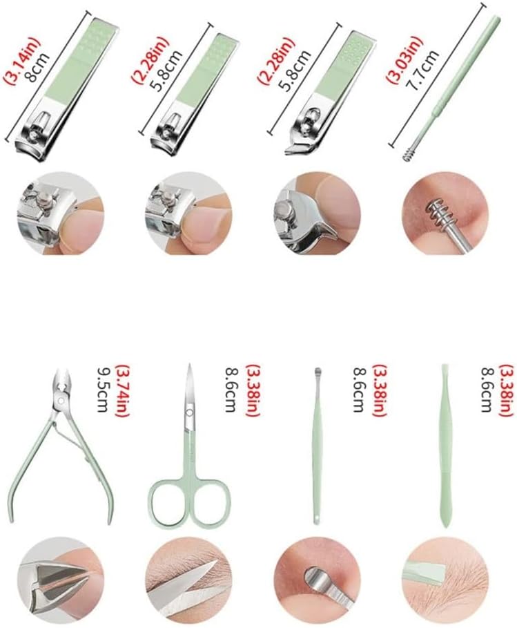 16 Pieces Set Nail Care Tools -Light Green