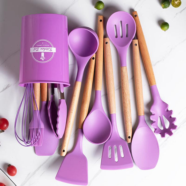 12 pcs Non-Stick Cooking Kitchen Utensils Medium-Purple(Minor Damage)