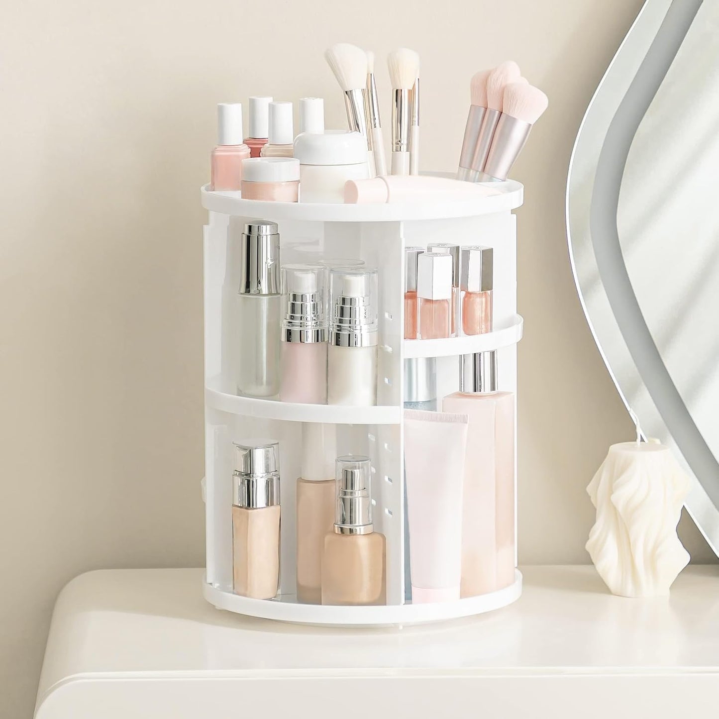 360 Degree Makeup Organizer-White