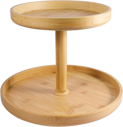 2 Tier Revolving Bamboo Organizer