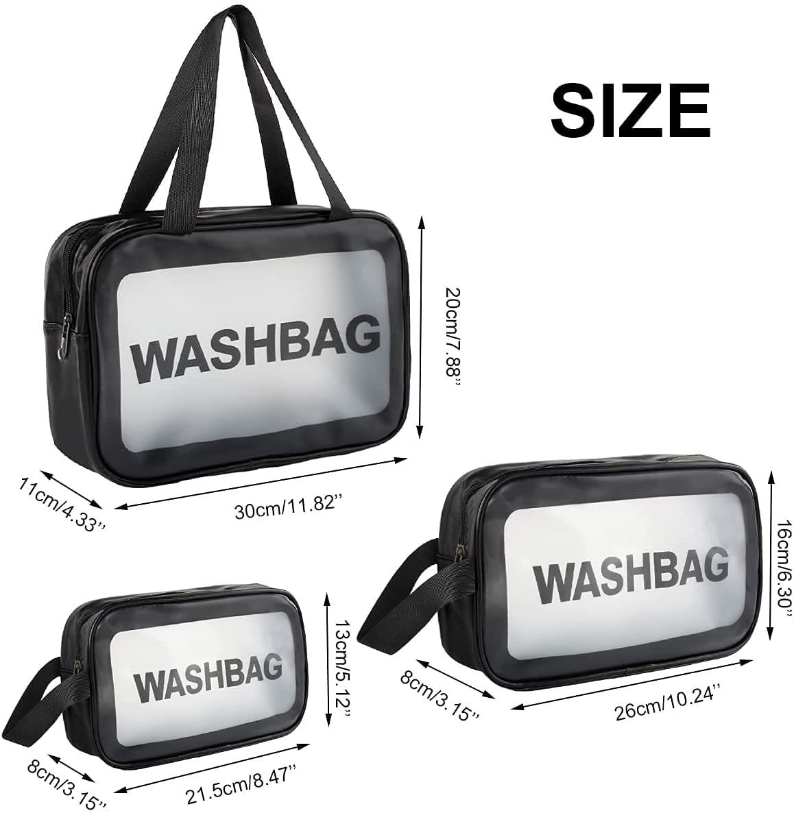 3 Pc Wash Bag Set-Black