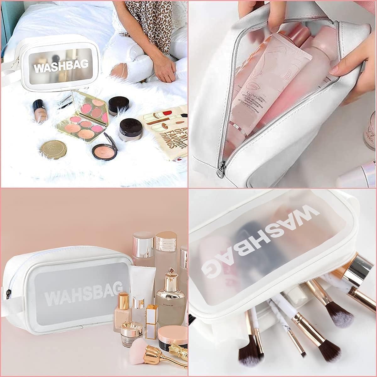 Wash Bag Makeup Travel Pouch White (M)