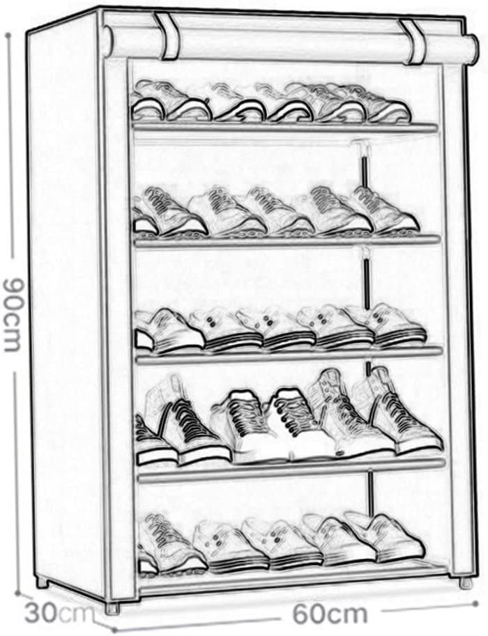 5 Tier Shoe Rack With Dustproof Cover-Mehroon