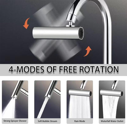 4 in 1 Waterfall Kitchen Faucet, 360° Swivel Faucet