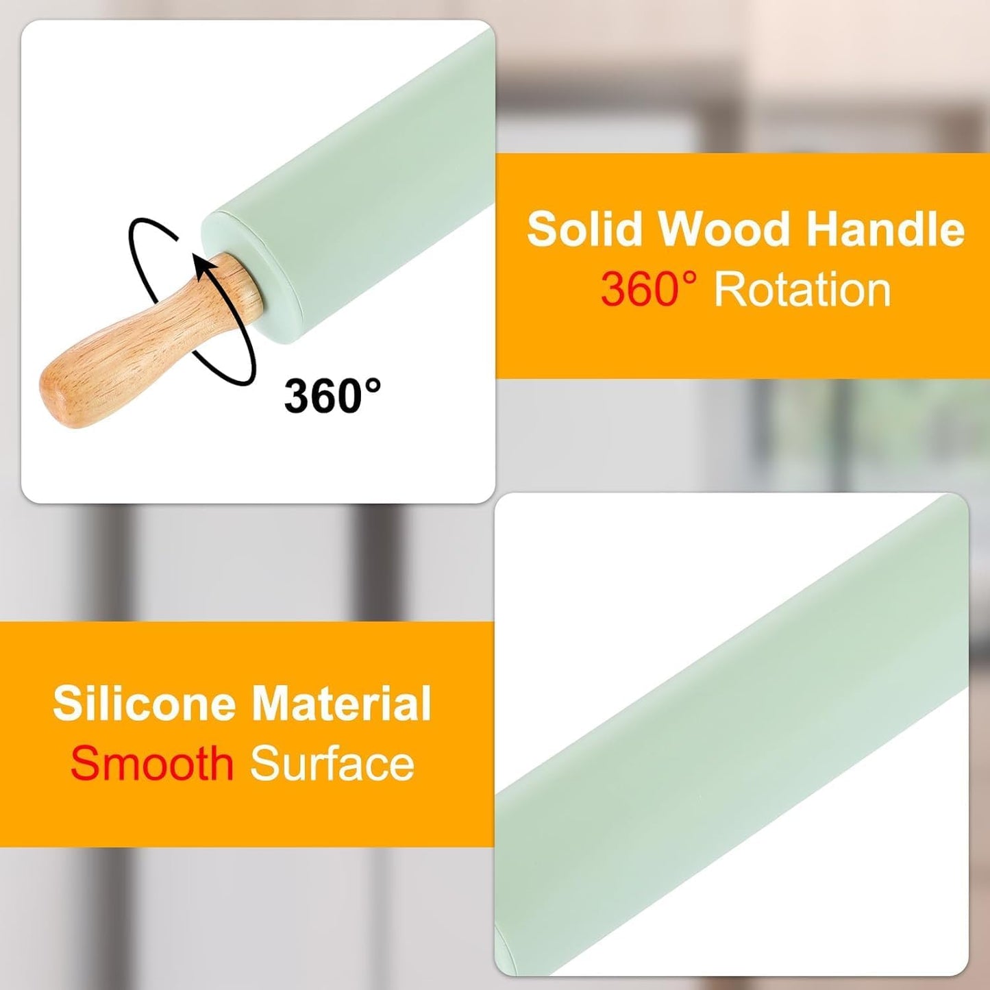 Set of Silicone Rolling Pin with Baking Sheet -Blue