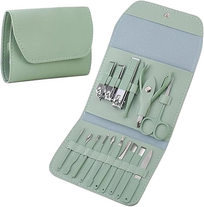16 Pieces Set Nail Care Tools -Light Green