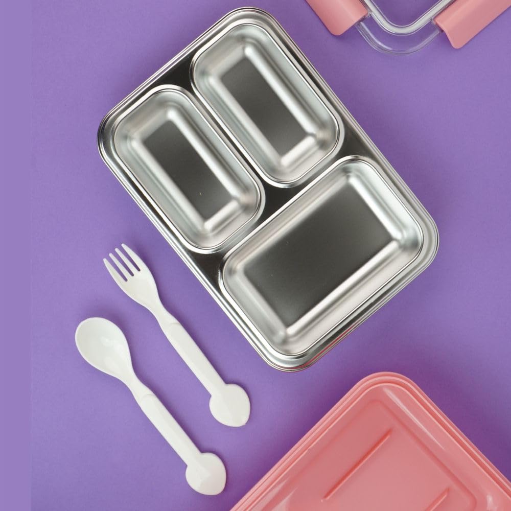 Stainless Steel Kids Lunch Box-Pink