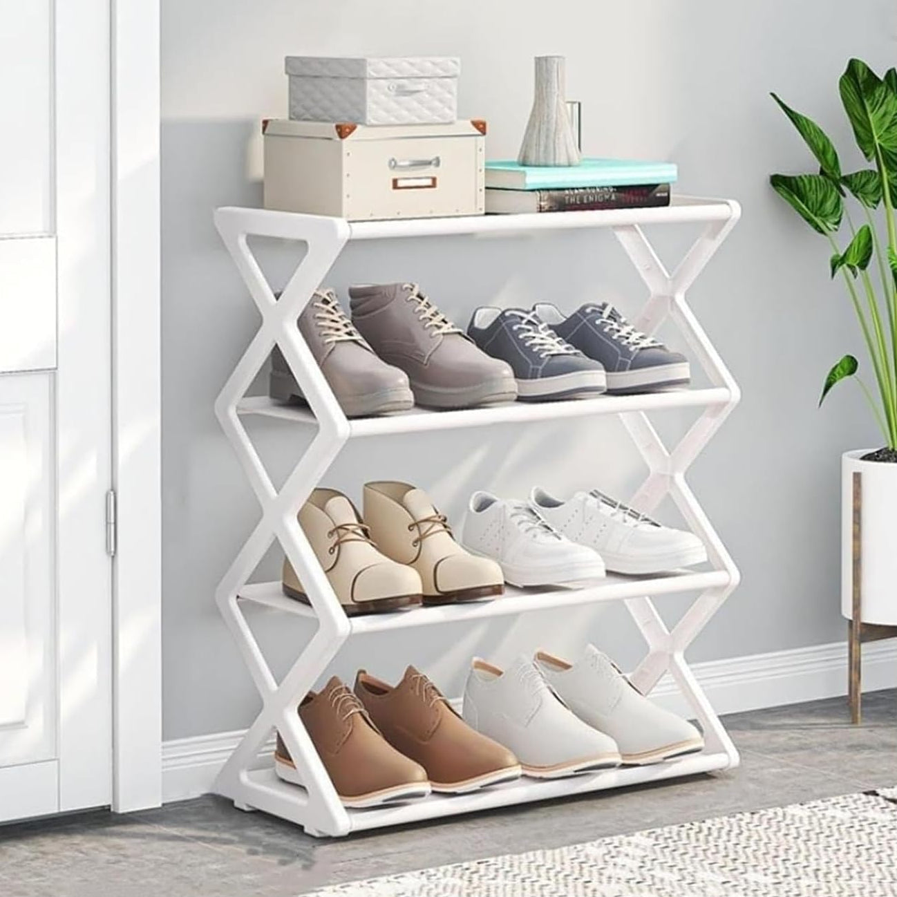 4 Layer Shoe Storage Shelf-White