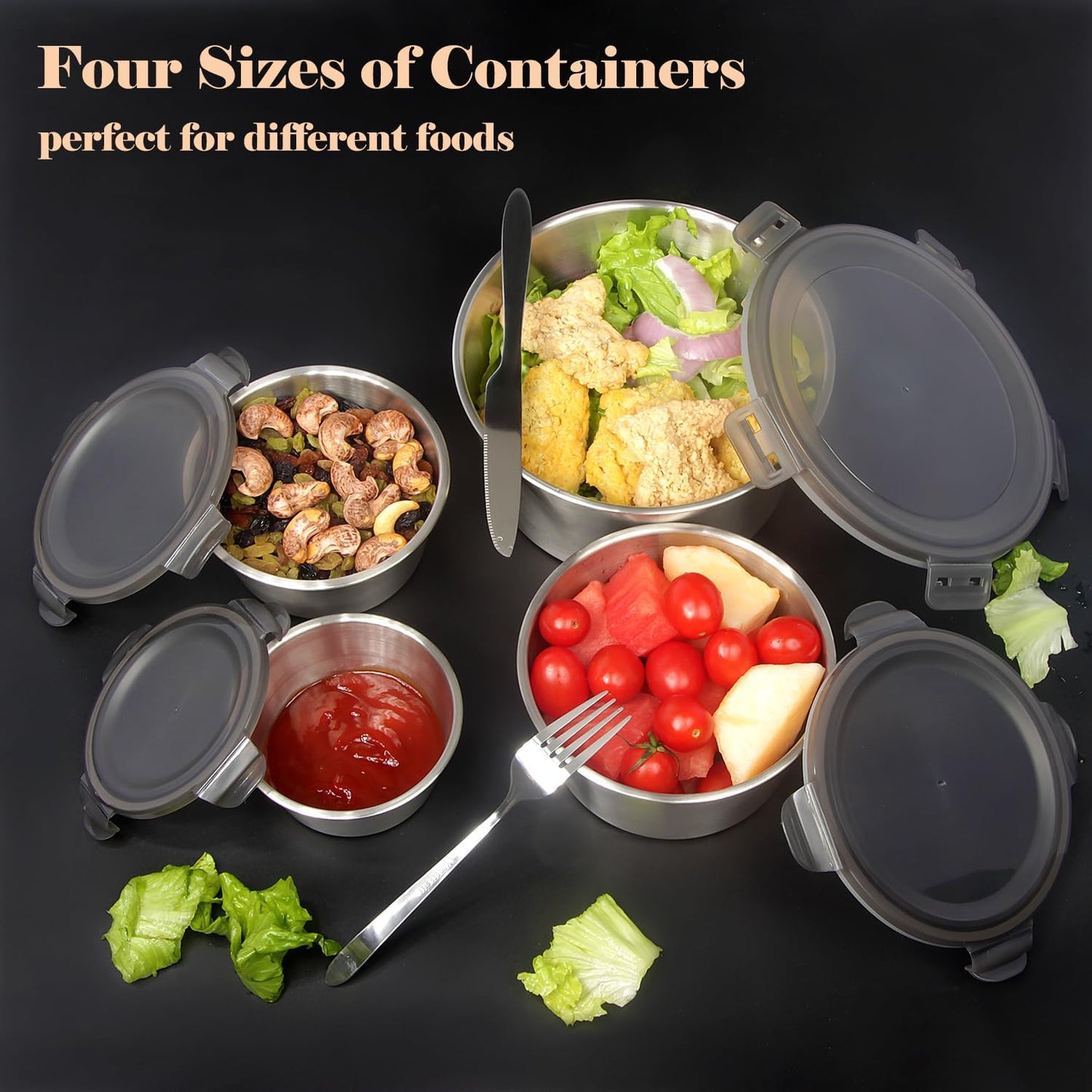 4 Pcs Stainless Steel Containers