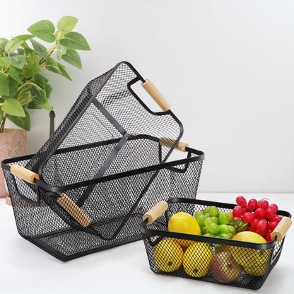 Wooden Handle Wire Basket-Small