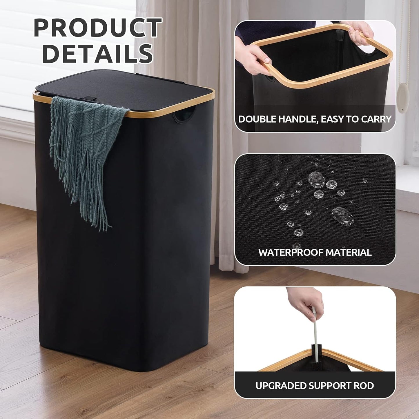 Foldable Laundry Storage Basket Black-L