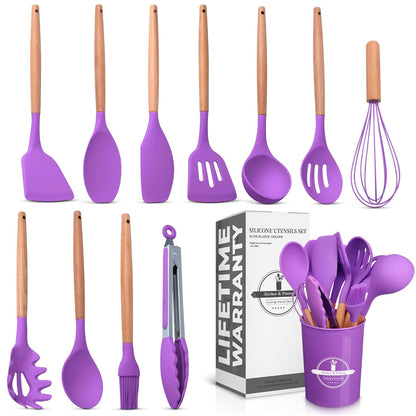 12 pcs Non-Stick Cooking Kitchen Utensils Medium-Purple(Minor Damage)