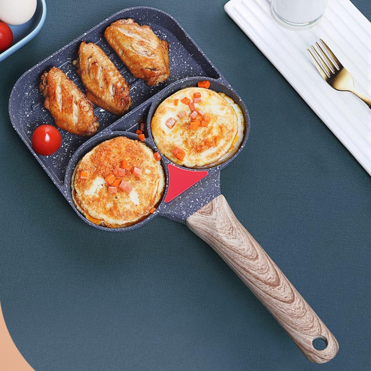 3 Slot Frying Pan Medium-Black