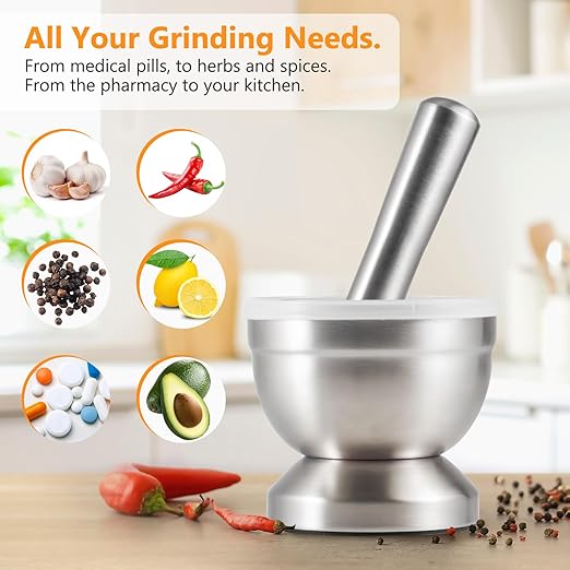 Stainless Steel Mortar and Pestle-Large