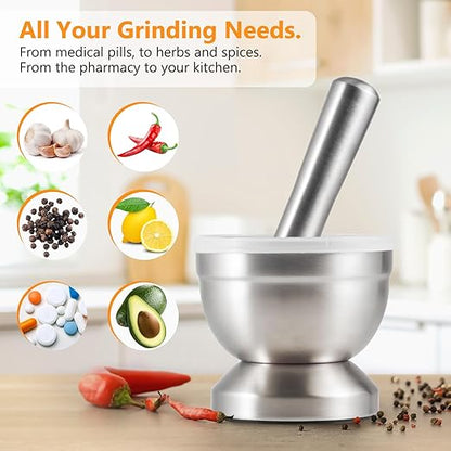 Stainless Steel Mortar and Pestle-Large