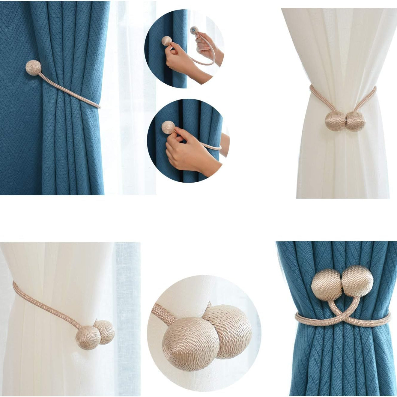 2PCS/Pair Magnetic Curtain Tiebacks (Grey)