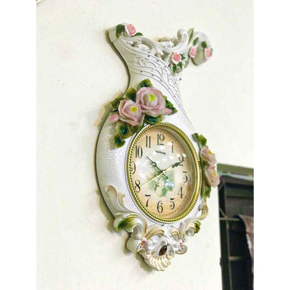 New Pot Shape Floral Wall Clock - 6708
