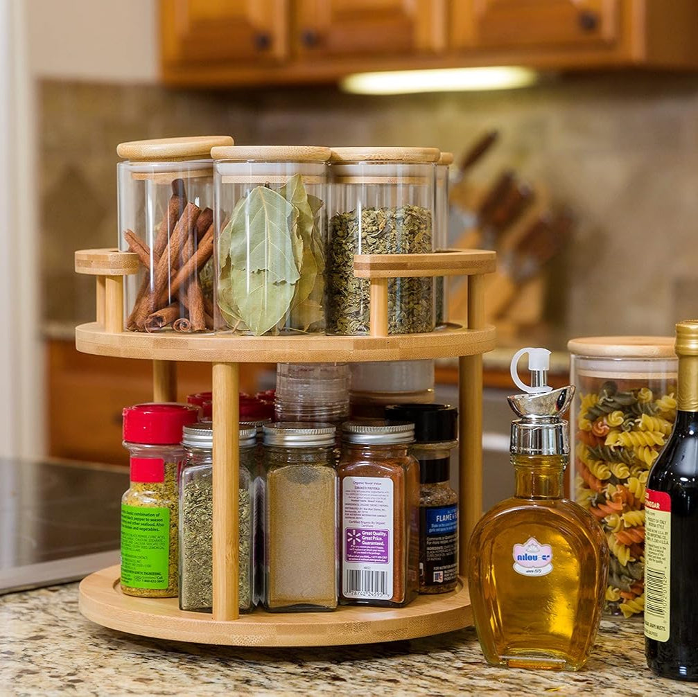 2 Tier Revolving Bamboo Rack