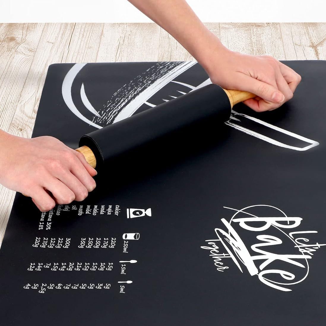 Wooden Handle Silicone Rolling Pin-Black