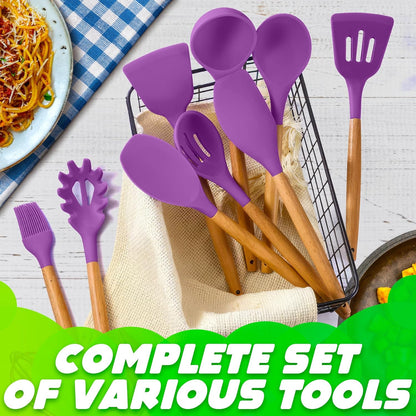 12 pcs Non-Stick Cooking Kitchen Utensils Medium-Purple(Minor Damage)