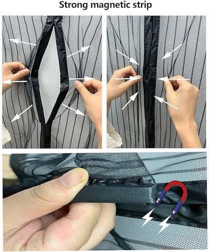 Magnetic Mosquito Net for Door Black