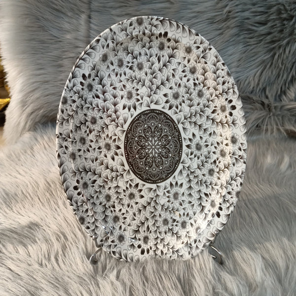 Melamine Oval Tray (White Flowers)