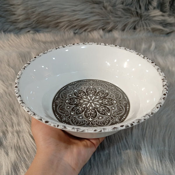 Melamine Big Bowl (White Flowers)