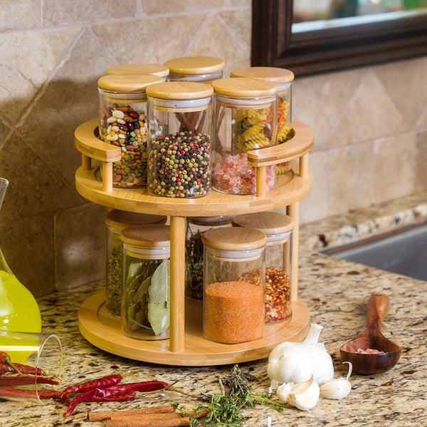 2 Tier Revolving Bamboo Rack