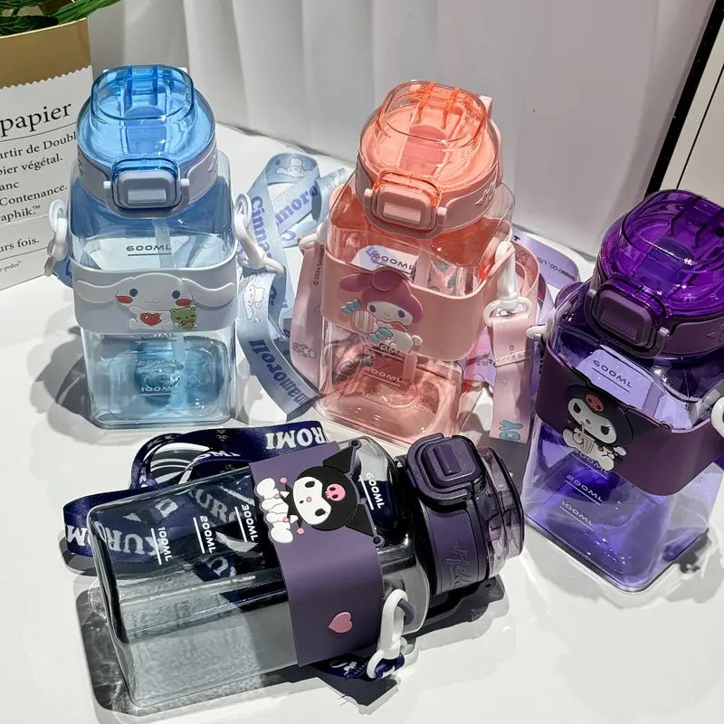 Cartoon Design Water Bottle-Black